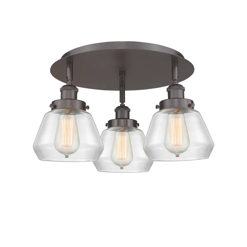 Innovations Lighting Fulton - 3 Light 18" Flush Mount - Clear/Oil Rubbed Bronze