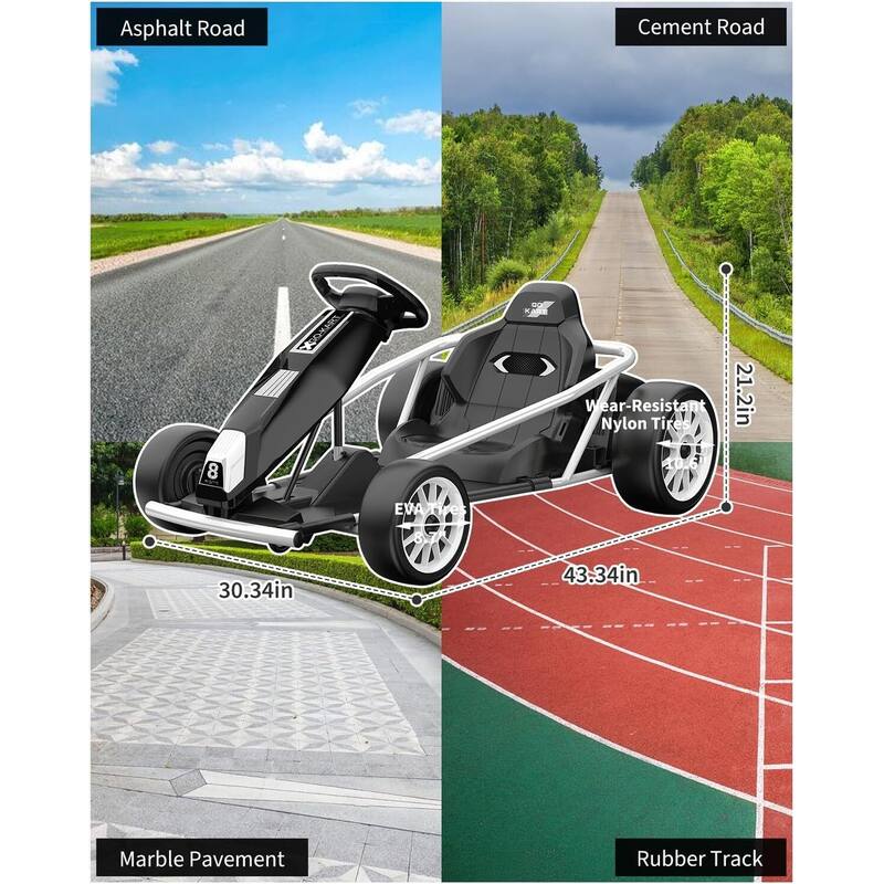 8MPH Fast Drifting Circling Car Ride On Go Kart for Kids Best Gift