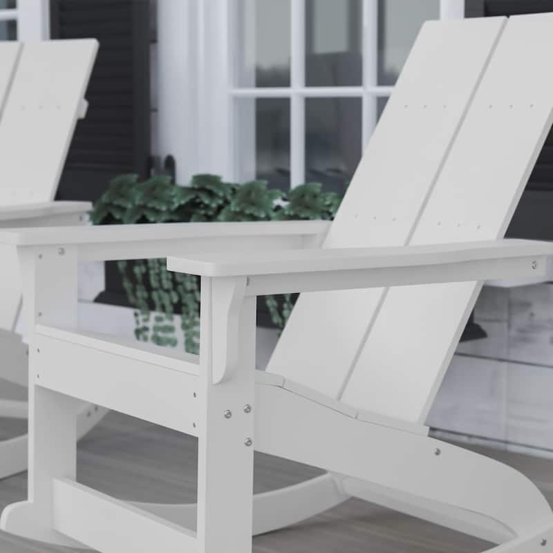 Indoor/Outdoor modern 2-Slat Adirondack Poly Resin Rockers - Set of 2
