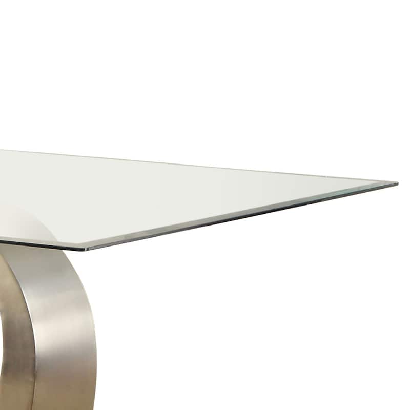 Furniture of America Jami Modern Silvertone 60-inch Glass Top Dining Table