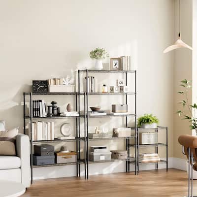 5-layer metal wire rack shelves, adjustable, kitchen, bathroom, pantry - 13.78" D x 35.43" W x 69.29" H