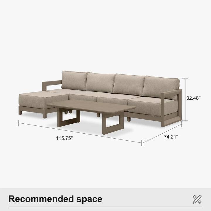 PURPLE LEAF Caesar Khaki Sofas Sectionals 4-18 Piece with 9.6" Thick Cushion for Yard Porch Deck Outdoor Patio Conversation Sets