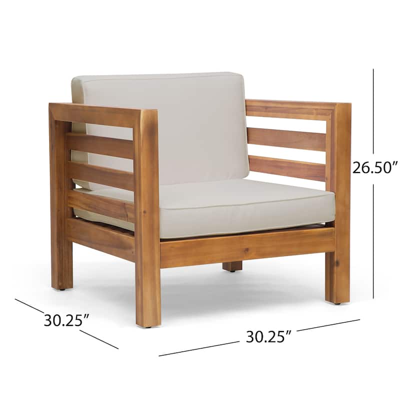 Oana Outdoor 4 Seater Acacia Wood Club Chair and Coffee Table Set by Christopher Knight Home