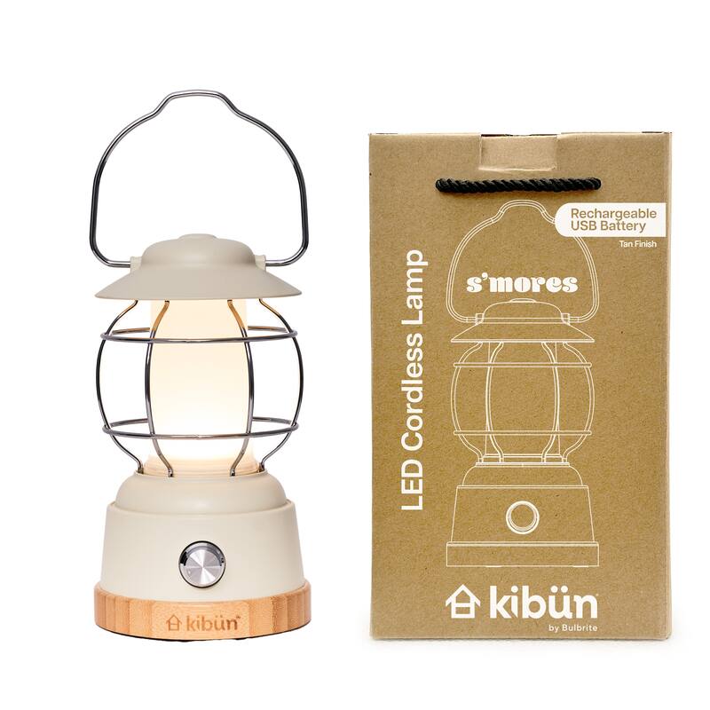 Kibun by Bulbrite S'mores Cordless LED Outdoor Table Lamp + Dimmer Built-in Rechargeable Battery 3-Level Brightness + Power Bank