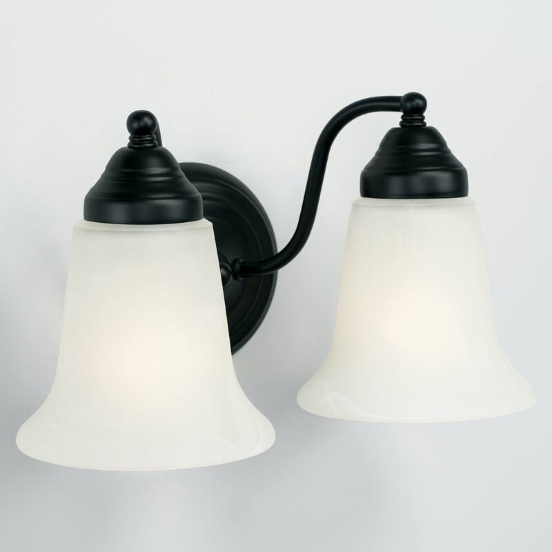 2-light 12-inch Vanity Fixture w/ White Faux Alabaster Glass