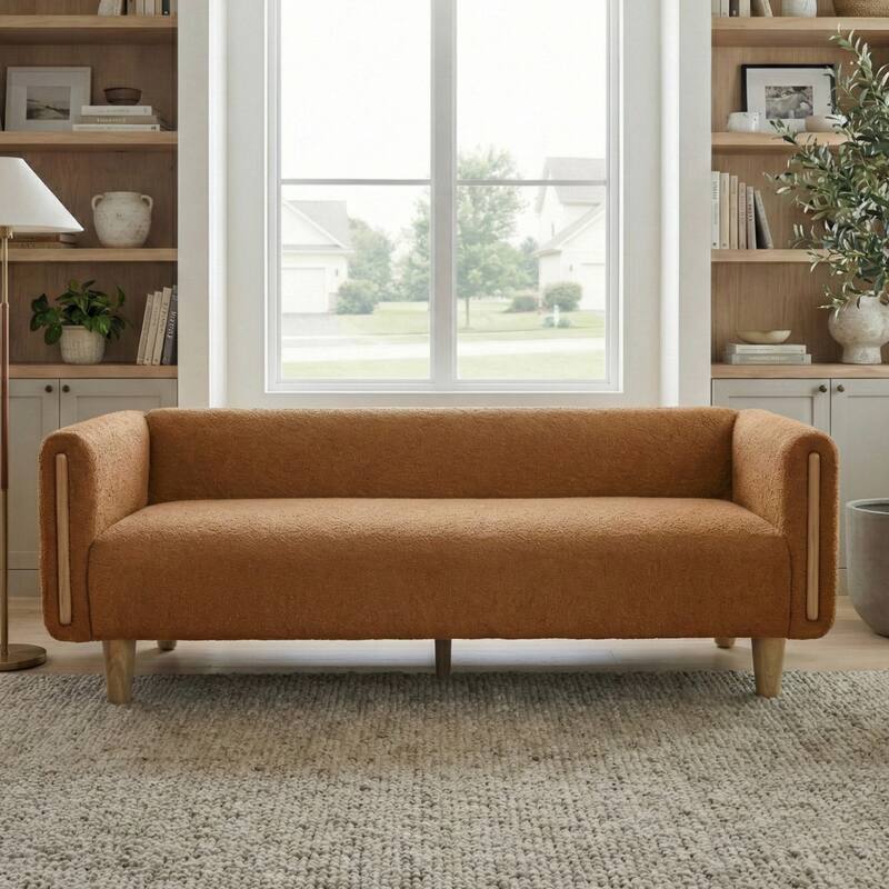 Christopher Knight Home - Soft Upholstered 78.7" 3-Seater Sofa with Rubberwood Legs