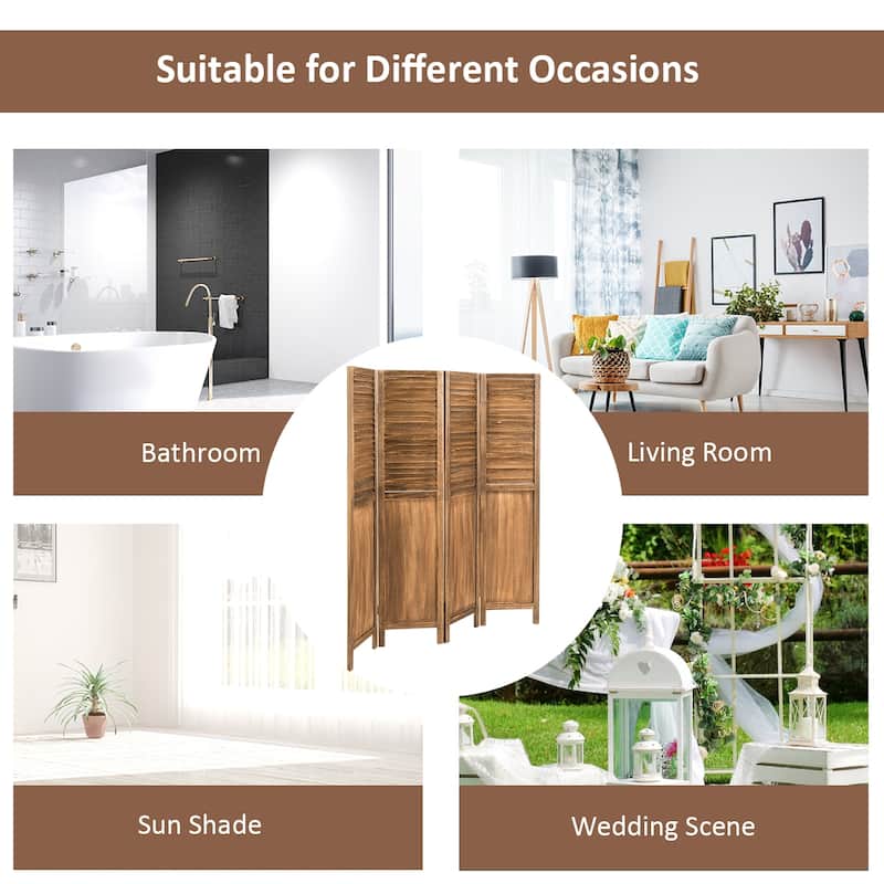 Costway 4 Panel Folding Privacy Room Divider Screen Home Furniture 5.6