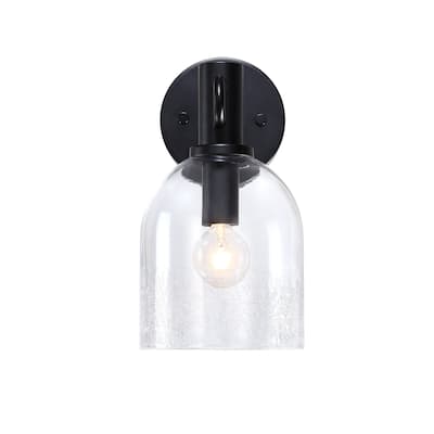 Astra 5.5 in. 1-Light Matte Black Indoor Wall Sconce Light for Bathrooms - 10.75
