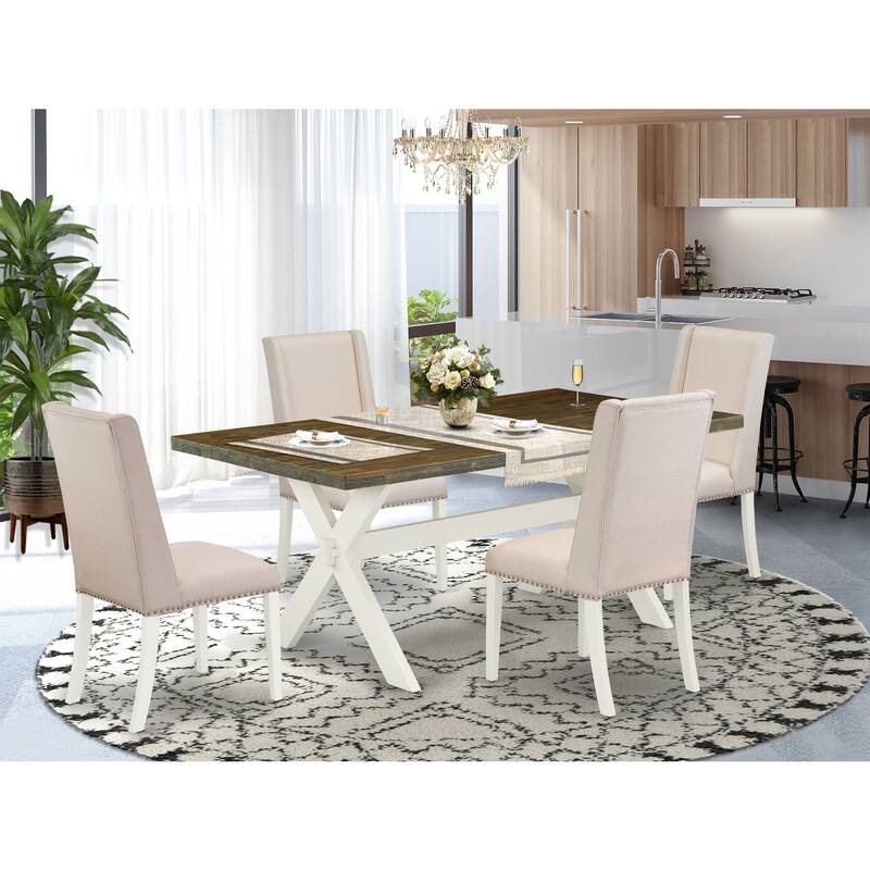 5-Piece Kitchen Dinette Set - Dining Table with 4 Chairs - Modern Farmhouse Style - 72