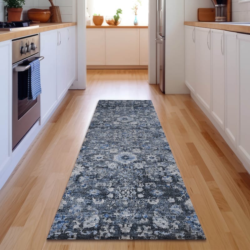 Premium Washable Super Soft Vintage Traditional Mayfield Rug - Blue - 2' 3" x 7' 6" - Runner