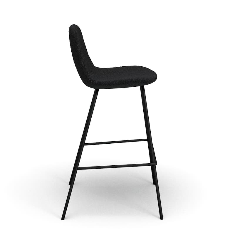 Counter Stools in White Boucle Black Legs (Set of 2)