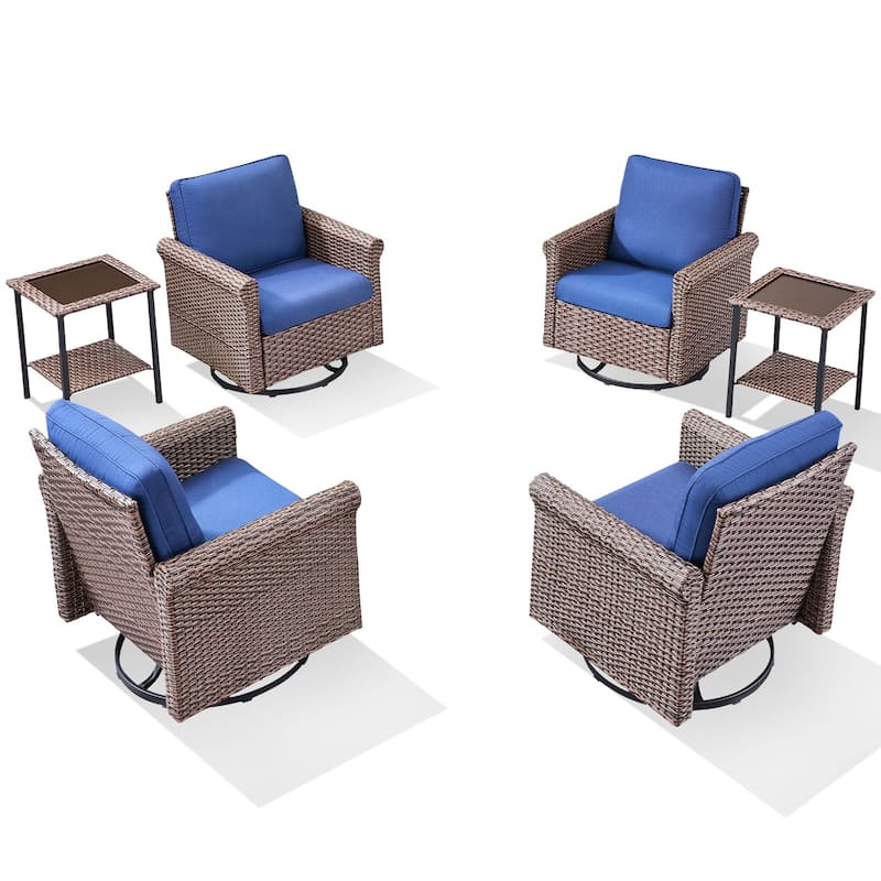 Pocassy Outdoor Sofa with Swivel Chairs Funiture Set