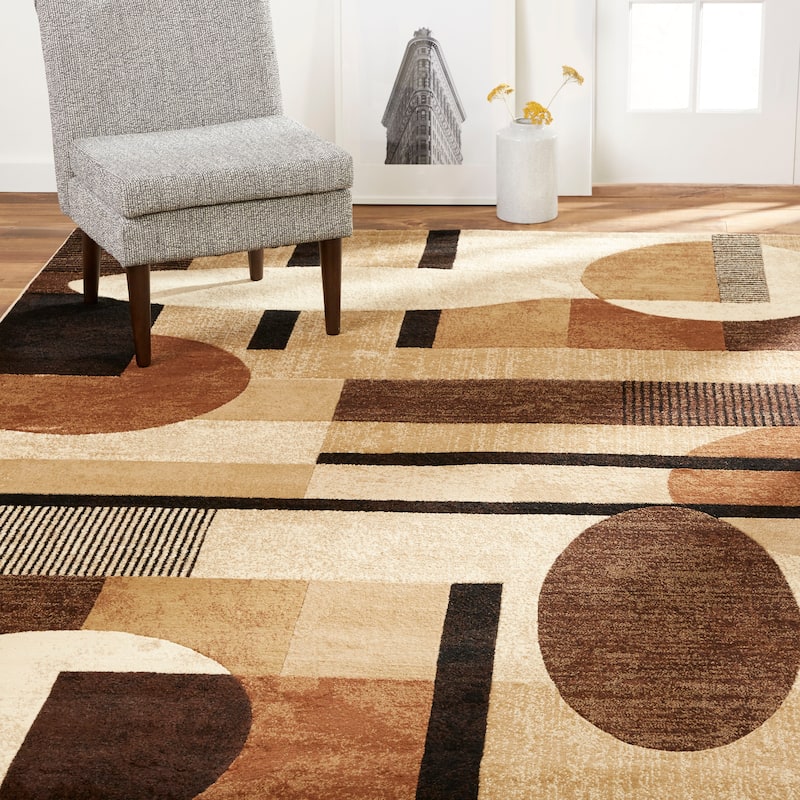 Home Dynamix Tribeca Jasmine Contemporary Geometric Area Rug - 7' 10" x 10' 6" - Beige/Brown - Rectangle