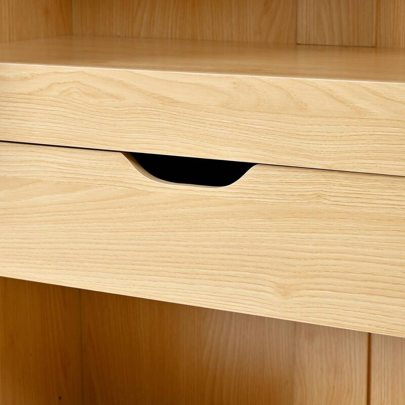 72" Tall Farmhouse Kitchen Pantry Cabinet, 8 Door Shelves, Curved Design Storage Cabinet with 3 Adjustable Shelves