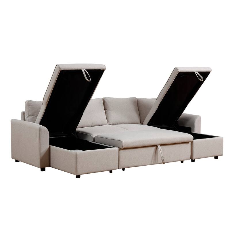 Fashionable U-Shape Pull-out Sleeper Sectional Sofa