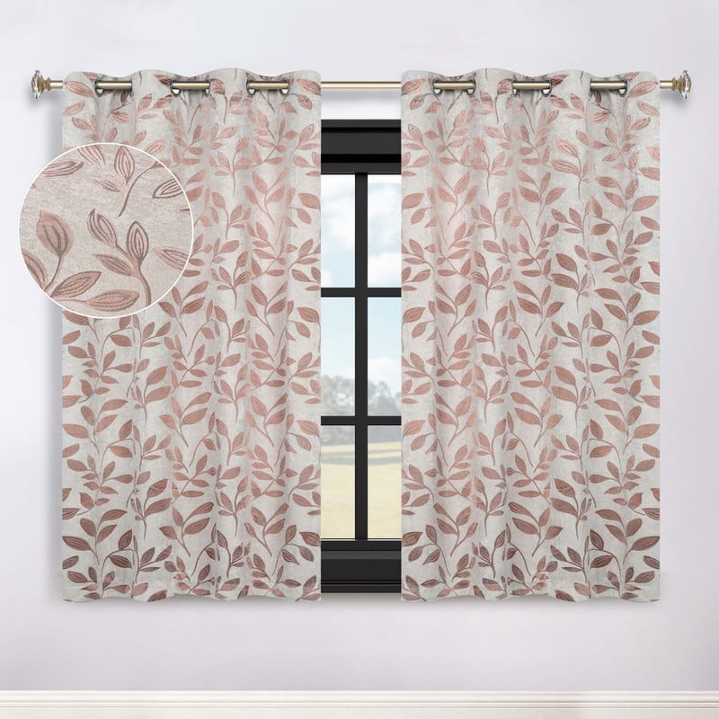Superior Modern Bohemian Leaves Room Darkening Curtains with Grommets - 52" X 63" - Bronze