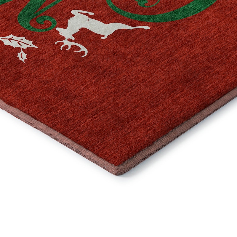 Premium Washable Super Soft Merry Christmas Wreath Mayfield Rug