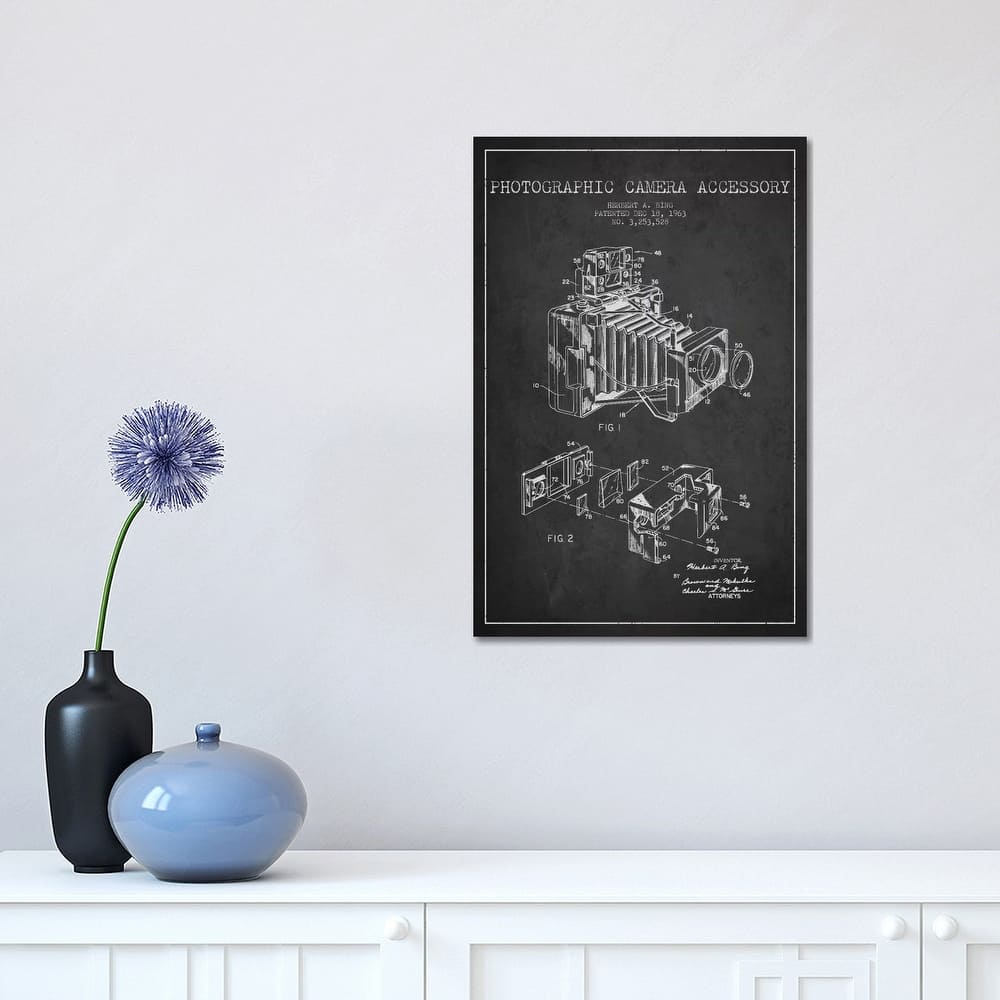 iCanvas "Camera Charcoal Patent Blueprint" by Aged Pixel Canvas Print