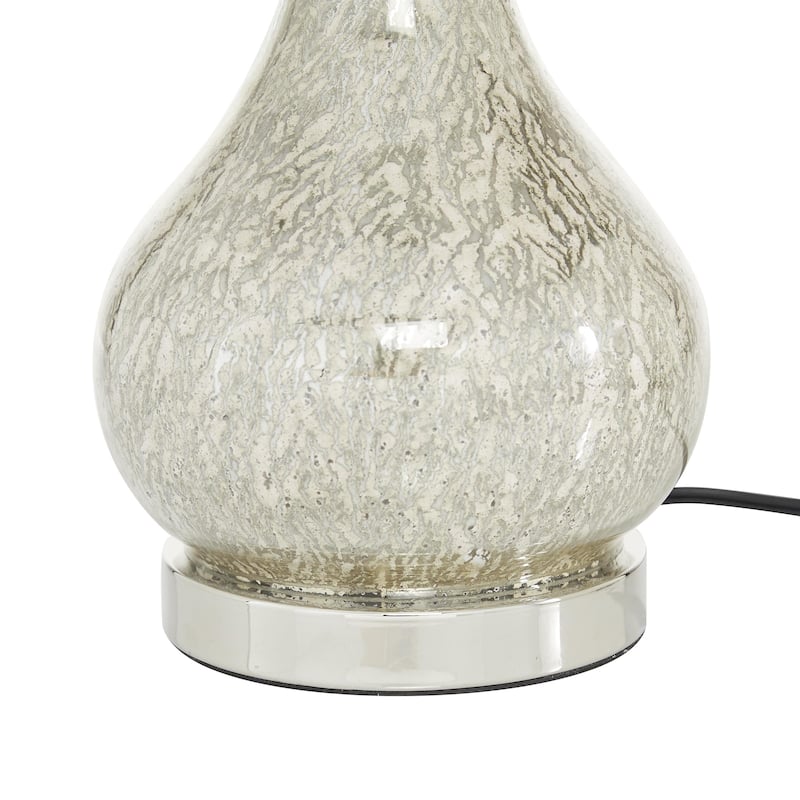 Glass Room Table Lamp with Faux Mercury Glass Finish - Silver - Roche River Decor