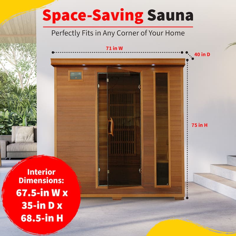 HeatWave Klondike 4-Person Cedar Infrared Sauna with 9 Heaters