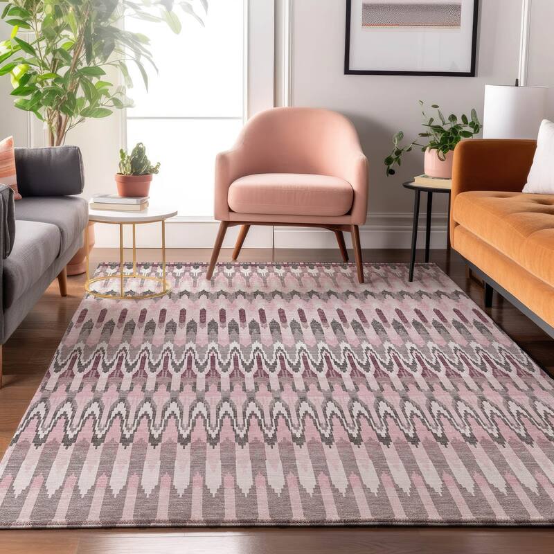 Premium Washable Super Soft Modern Flair Mayfield Rug - Pink - 5' x 7'6"