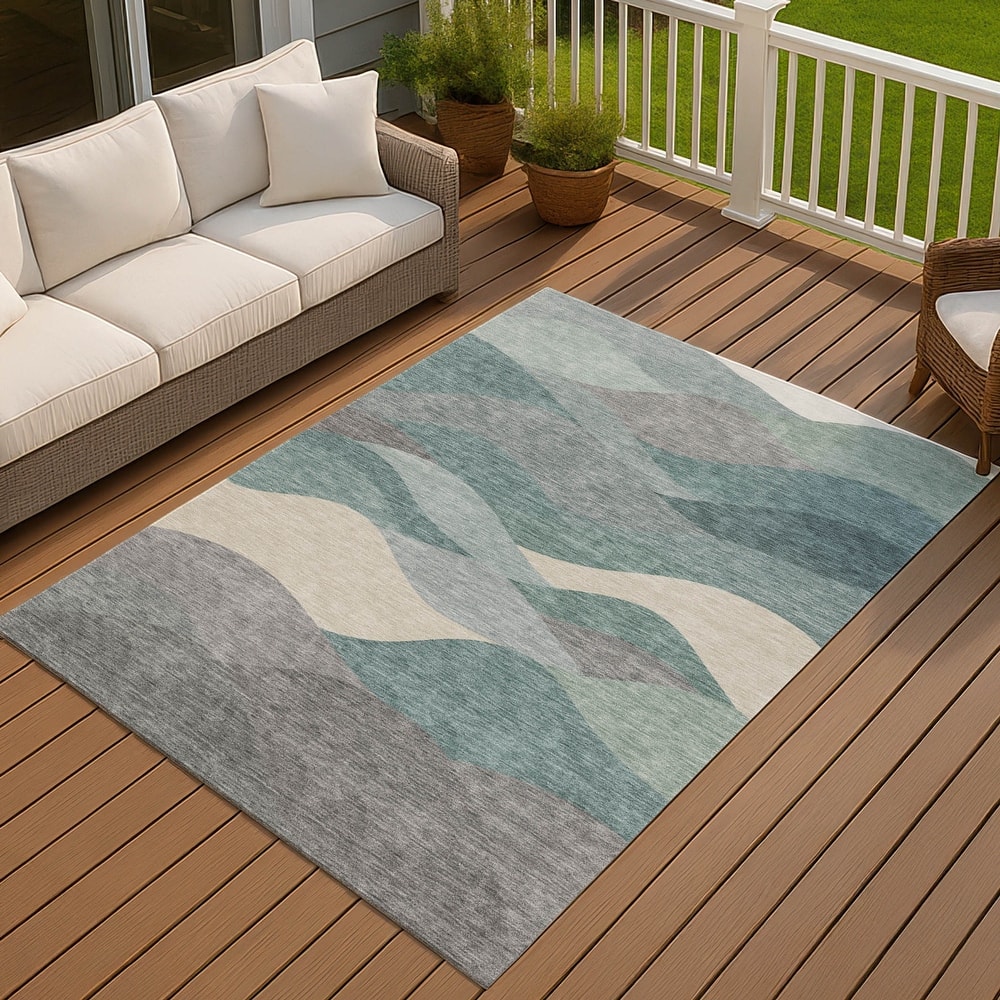 Machine Washable Indoor/ Outdoor Modern Horizon Chantille Rug