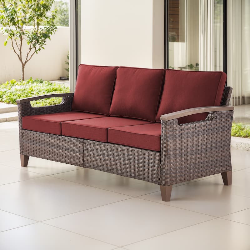Gymojoy 74'' 3-Seat Outdoor Durable Patio Sofa with Water-Resistant Olefin Fabric Cushions