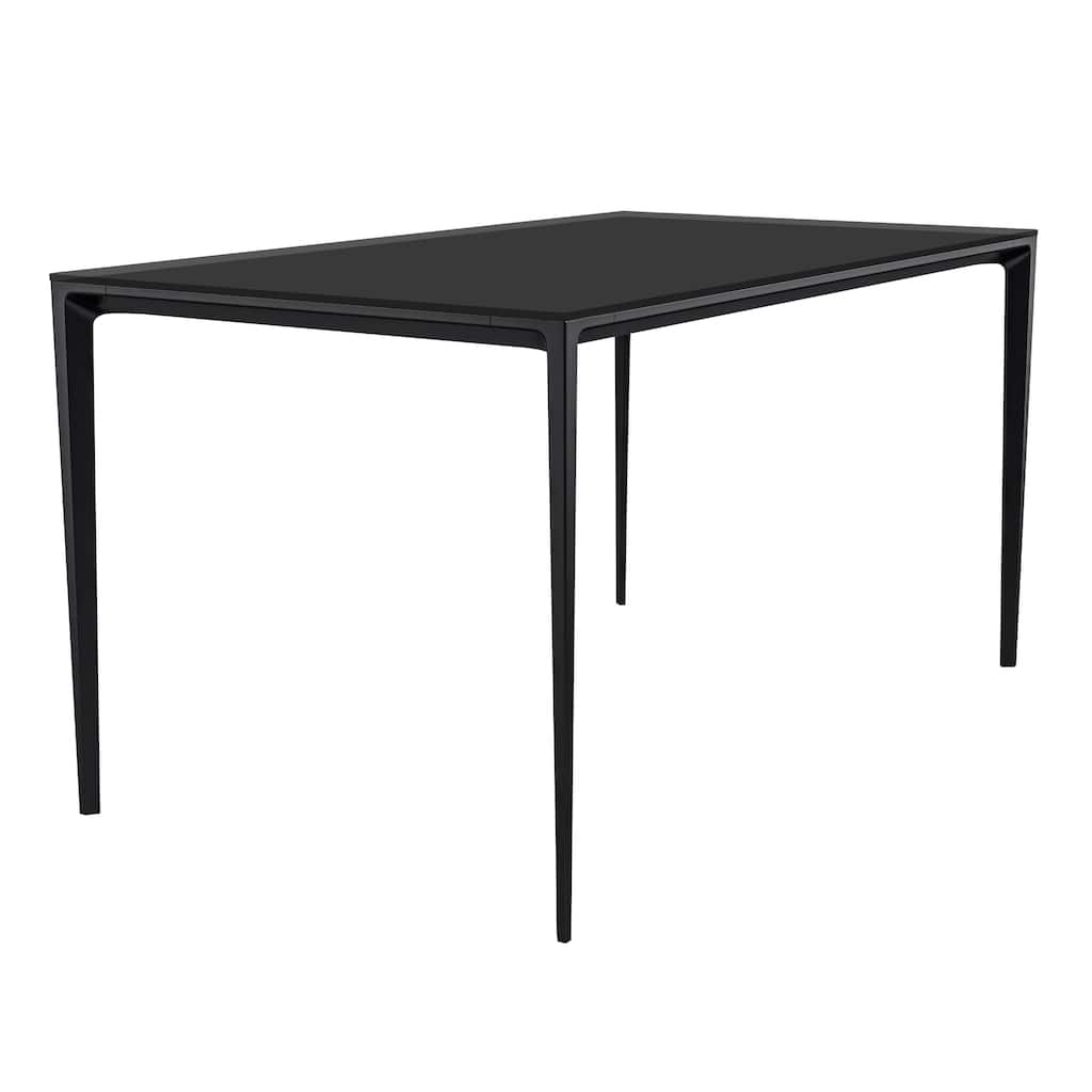 Avo Modern Rectangular Dining Table for 6, Glass or Sintered Stone Top with Black Aluminum Base for Kitchen & Dining Room