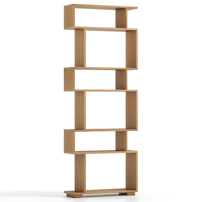 Costway 6-tier Storage Bookshelf S-shaped Geometric Bookcase with - See Details