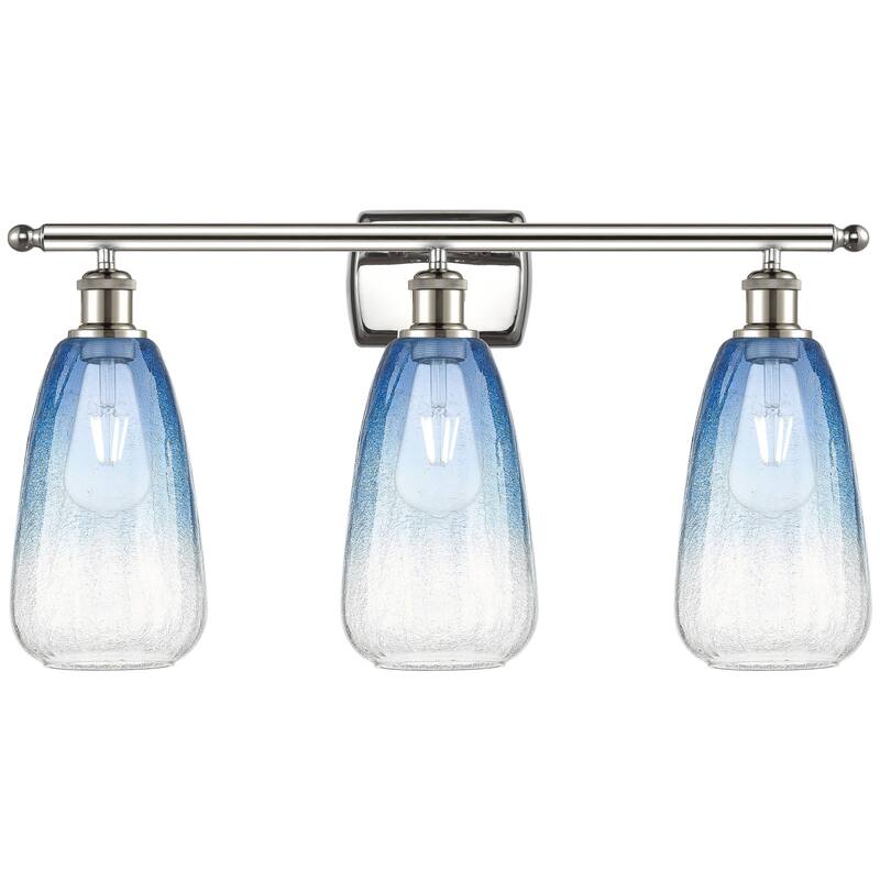 Innovations Lighting Endless Possibilities Ballston - Brookhaven Almond - 3 Light 26" Bath Vanity Light - Polished Nickel/Sapphire Blue