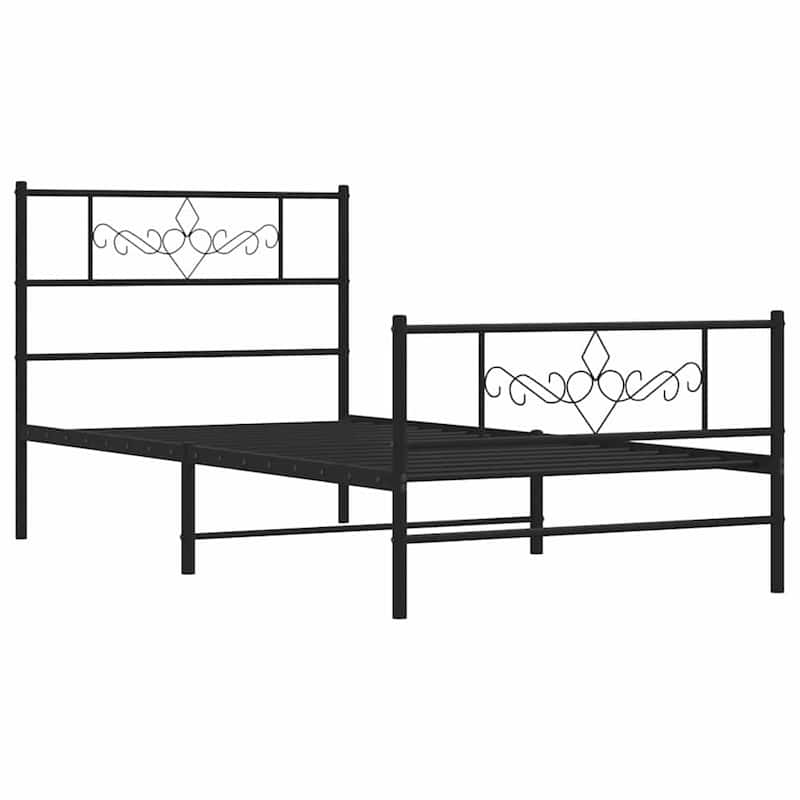 vidaXL 12 Inches Black Twin Metal Bed Frame No Mattress - 77.2" x 41.3" x 35.4"