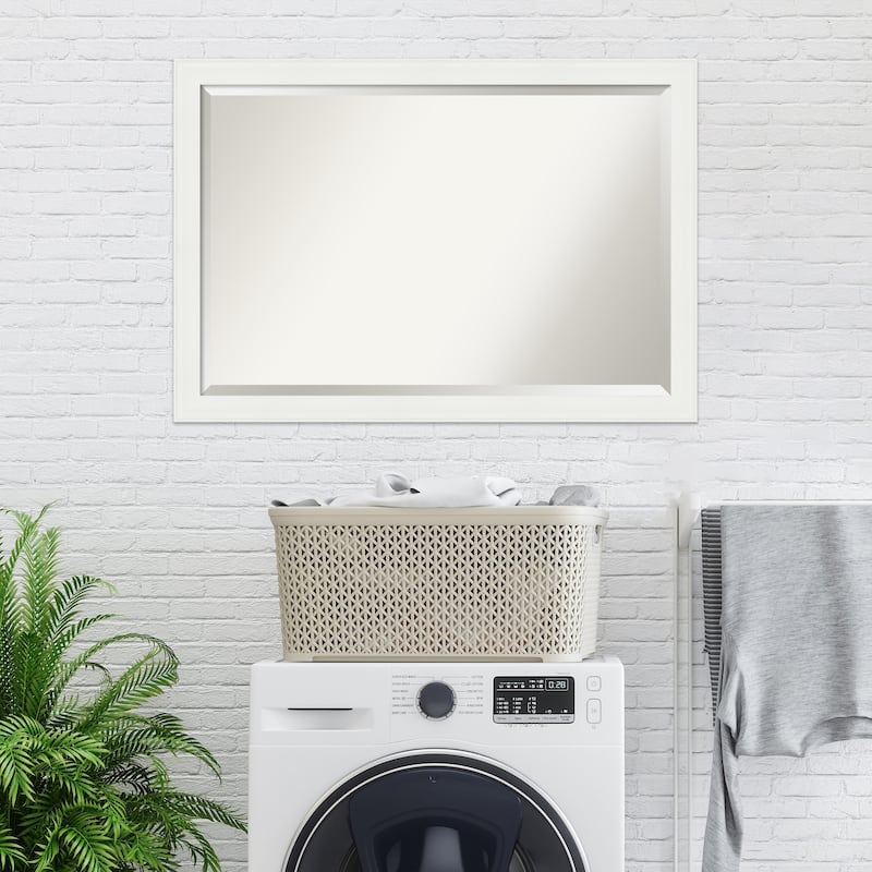 Beveled Wall Mirror - Vanity White Narrow Frame - Vanity White Narrow