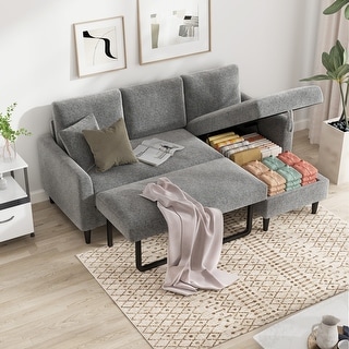 3-in-1 Convertible Sleeper Sofa Bed with Storage Recliner and Pillows ...