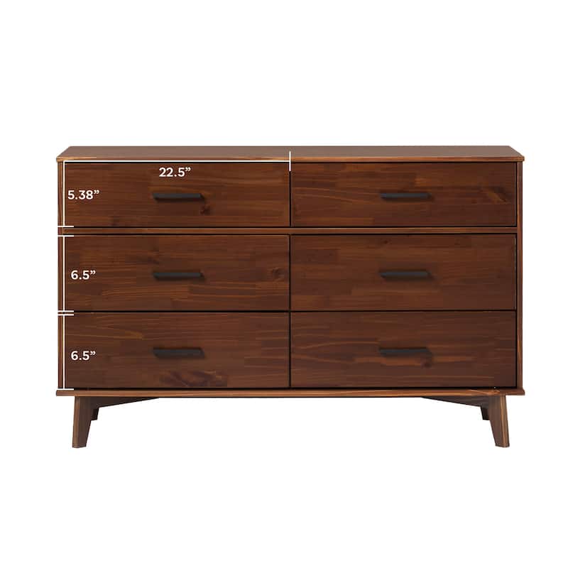 Middlebrook Modern Solid Wood 6-Drawer Dresser with Metal Handles