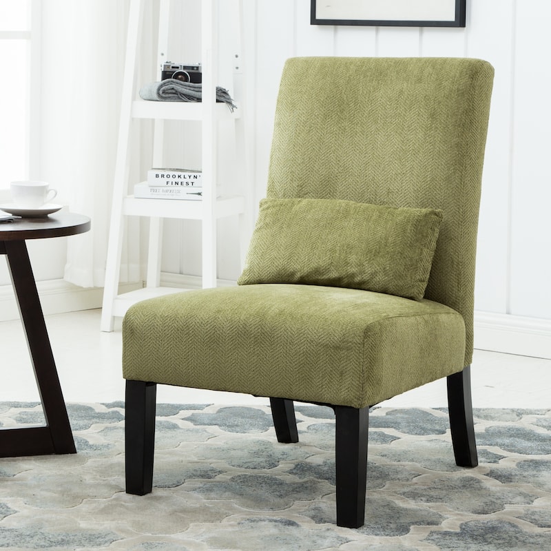 Porch & Den Vista Armless Chenille Accent Chair w/ Kidney Pillow