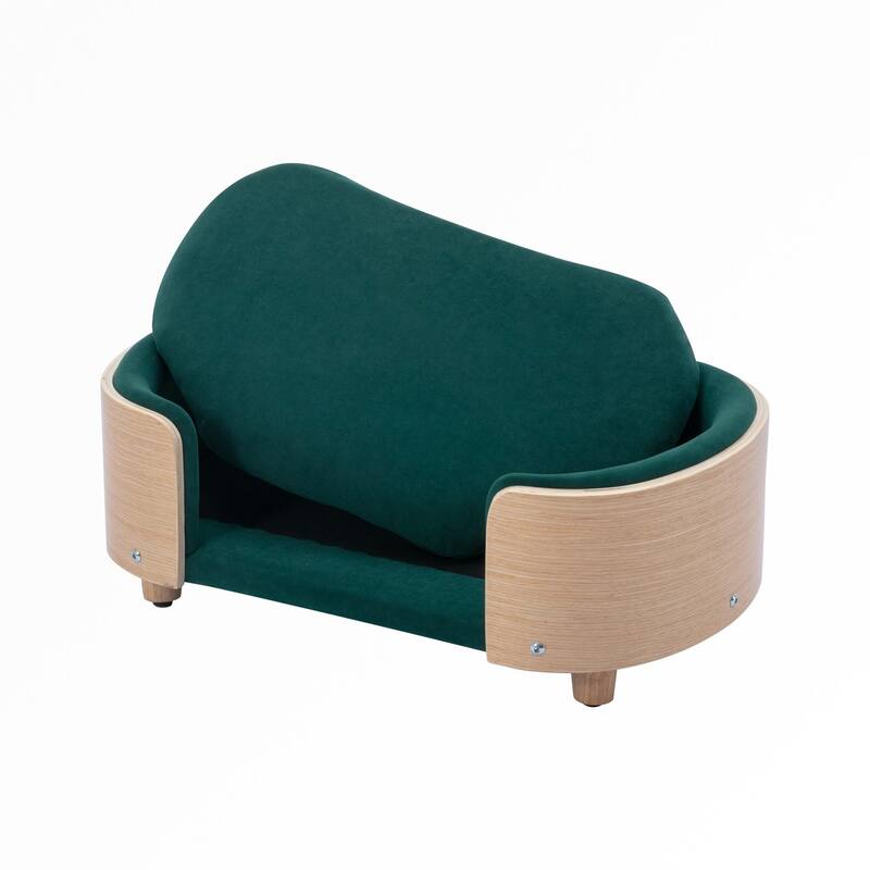 Dog Bed Pet Sofa With Solid Wood legs and Bent Wood Back,Small Size