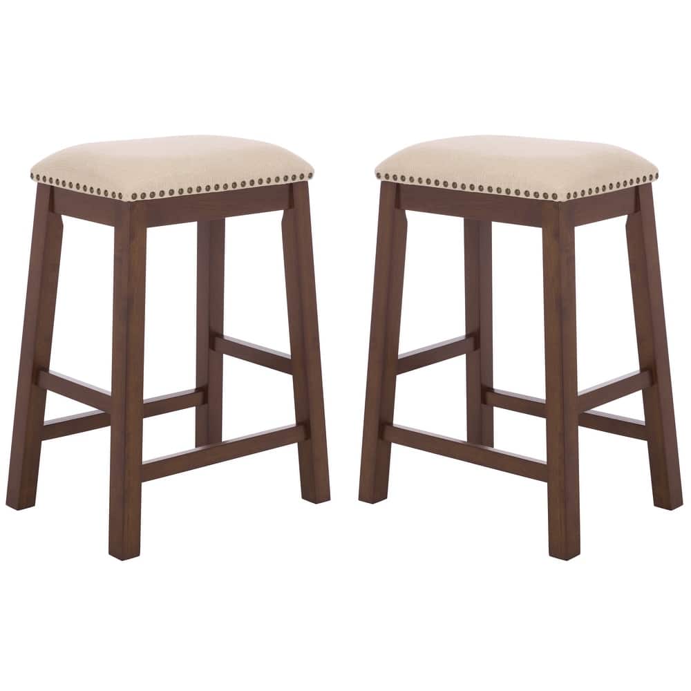 SAFAVIEH Ikuko White Counter Stool - 18.8" W x 13" L x 25" H - 19"W x 13"D x 25"H