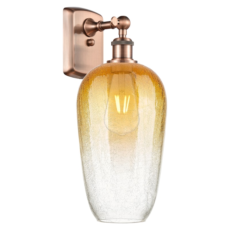 Innovations Lighting 516-1W-16-7 Brookhaven Flute Sconce Brookhaven - Antique Copper / Amber