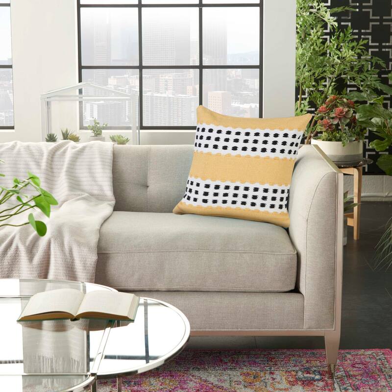 Sevita Industrial Woven Dash Grid Striped Throw Pillow