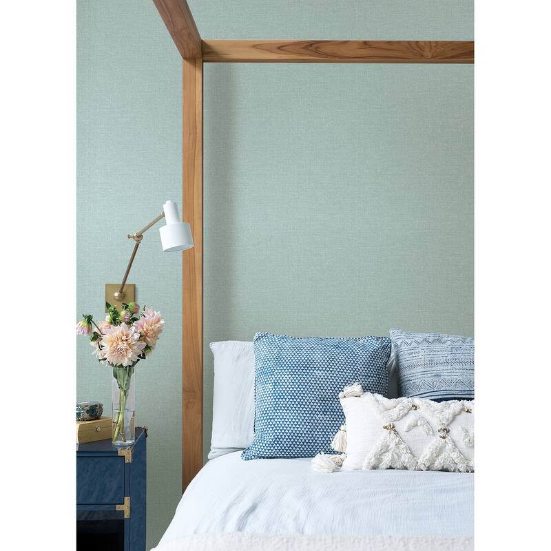 Brewster Glen Teal Linen Wallpaper