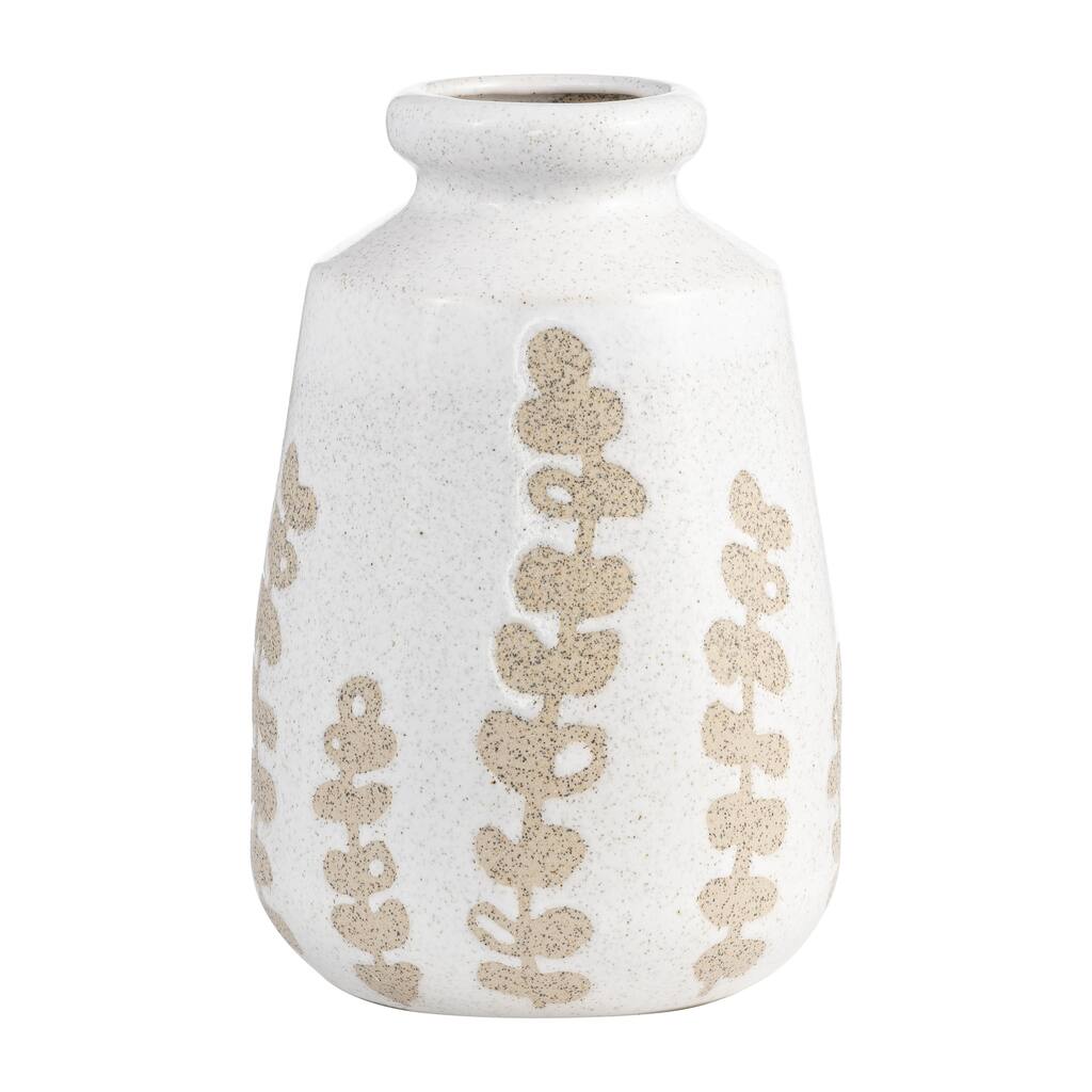 Sagebrook Home Decorative Ivory Botanical Floral Ceramic Vase