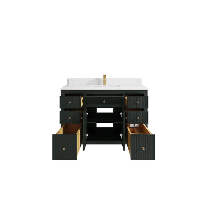 Willow Collections 48 in W x 22 in D Sonoma Free Standing Reeded Single Sink Bathroom Vanity with Countertop