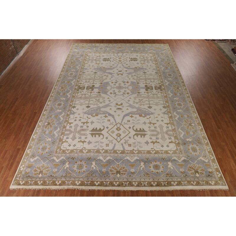 Large Oushak Oriental Area Rug Hand-Knotted Wool Carpet - 12'2" x 17'7"