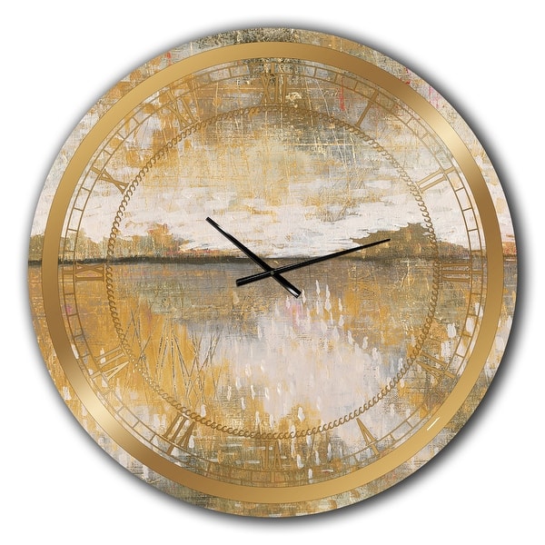Designart Glam Cream And Brown Curious Sky Glam Wall Clock Overstock 27807676
