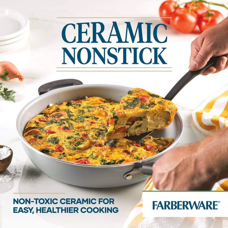 Farberware Eco Advantage Ceramic Nonstick Deep Frying Pan with Helper
