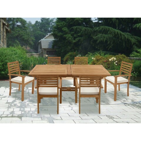 Brown Teak Traditional Outdoor Dining Set (Set of 7)