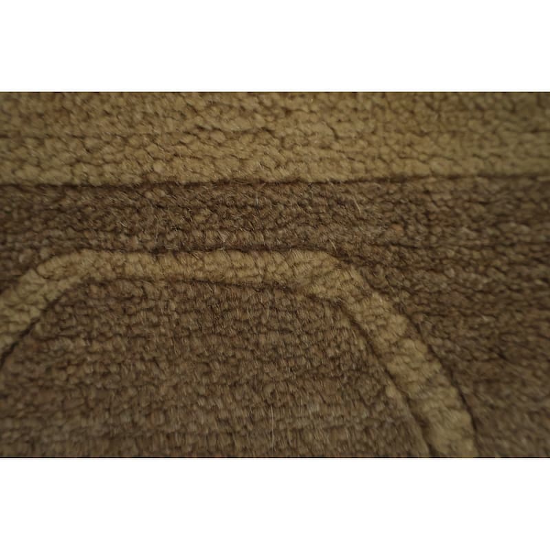 Hand Knotted Oriental 100% Wool Carpet Modern Geometric Brown Nepalese Area Rug - 8' 0'' X 5' 0''