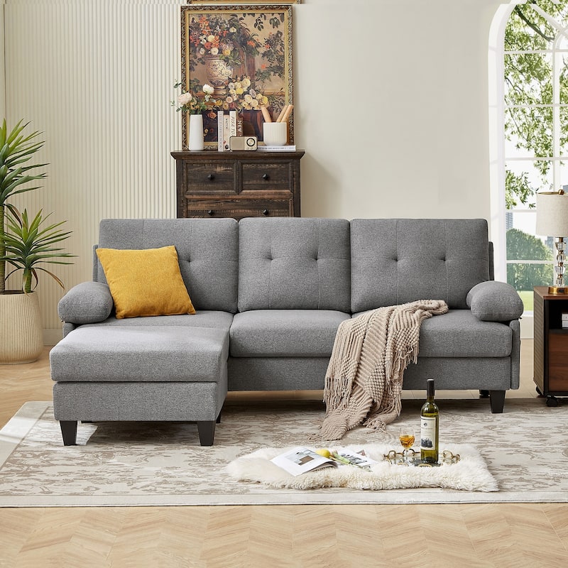 86.22" Wide Sectional Sofa with Ottoman & Side Storage Bags