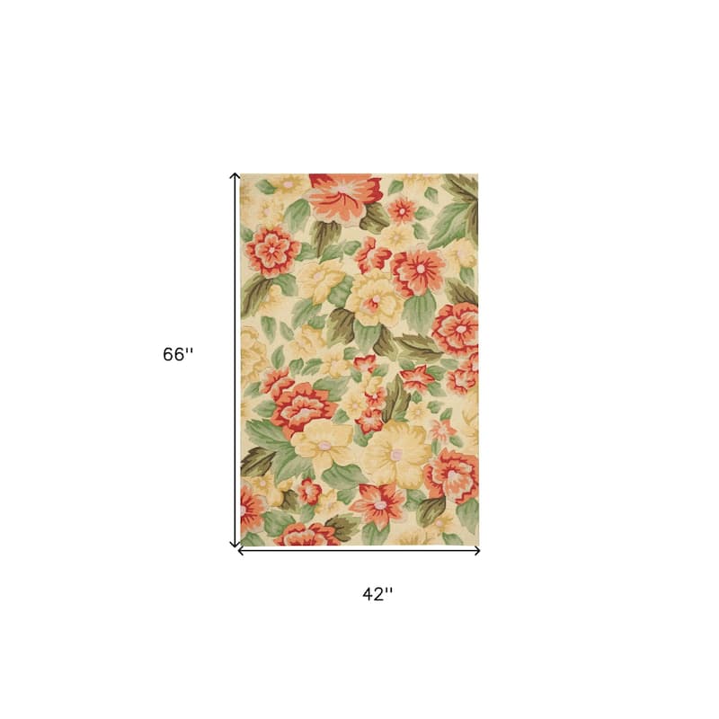 Geki Floral Traditional Stain Resistant Area Rug By HomeRoots - 66' X '42' X '0.5