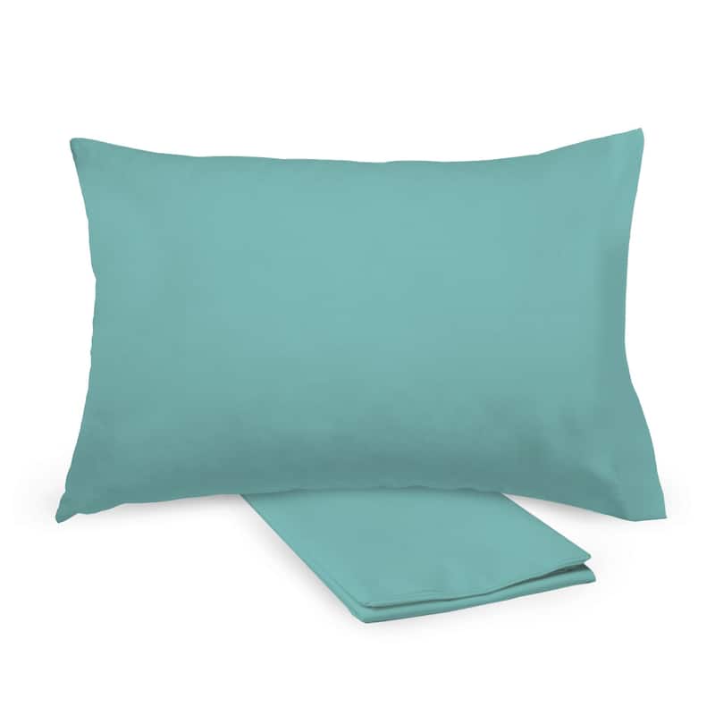 BreathableBaby Cotton Percale Pillowcase, For 13" x 18"/33 x 46 cm Toddler Pillow, Solids (2-Pack) - Aqua